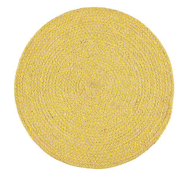 BRITISH COLOUR STANDARD - 38 cm D Jute Placemat in Indian Yellow/Natural, 1 Mat