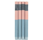 BRITISH COLOUR STANDARD - ABSTRACT Striped Old Rose, Indigo, Pompadour Set Eco Dinner Candles, 4 pack