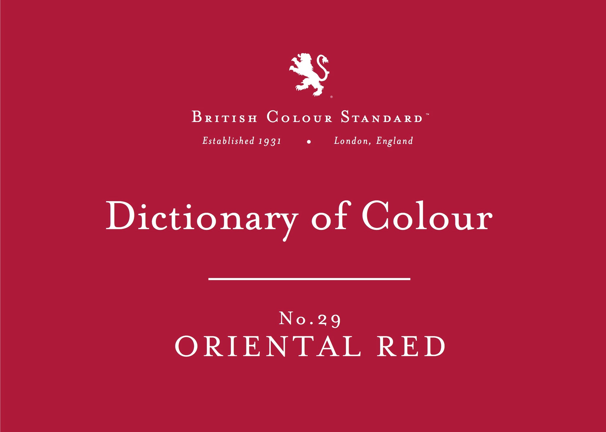 BRITISH COLOUR STANDARD - Oriental Red No. 29
