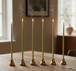 Thin Taper Candleholders in Old Gold - Set of 6