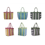 Eco Woven Shopper / Beach Bag in Medici Blue and Grass Green