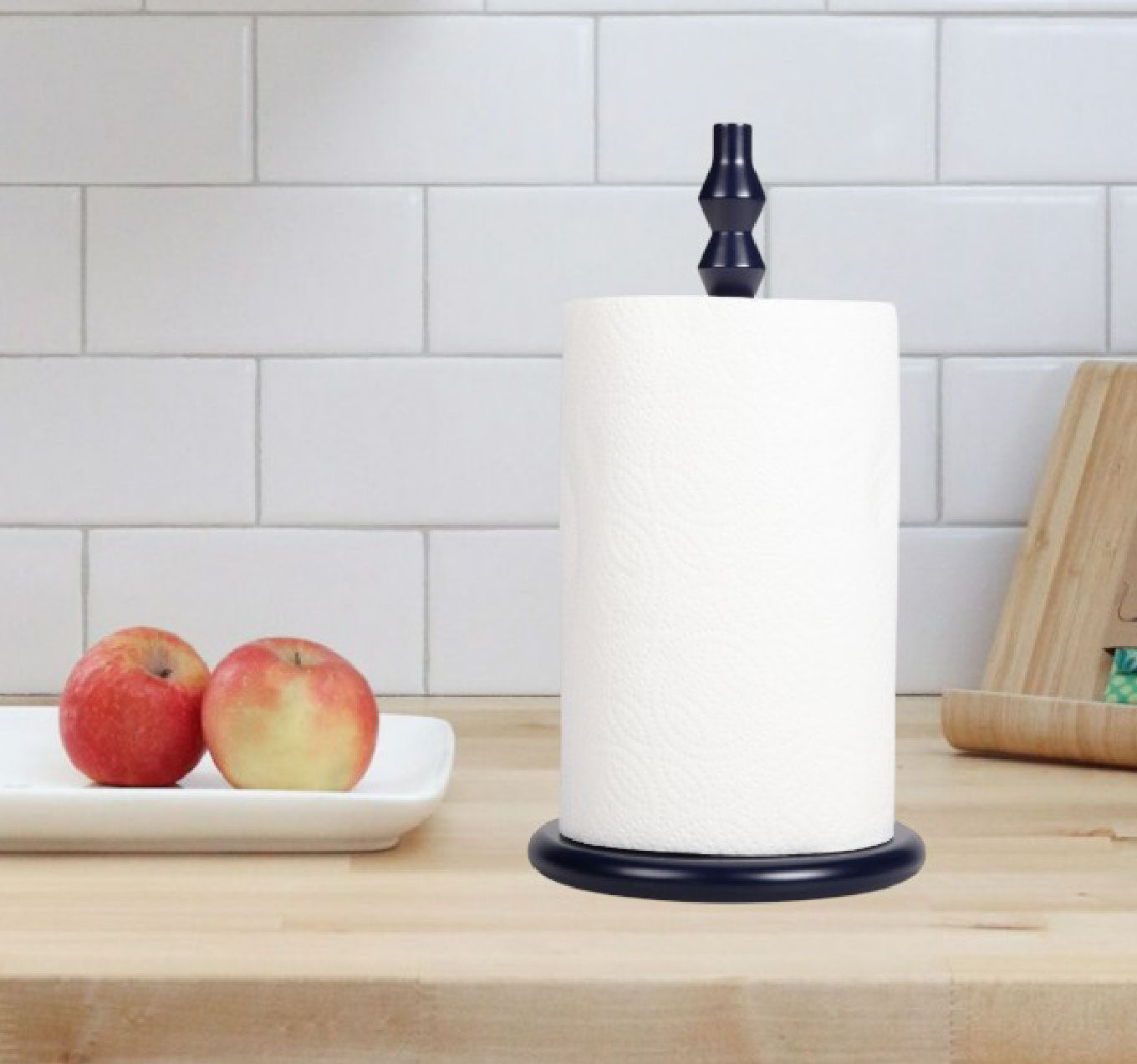 Wooden Kitchen Roll Holder in Midnight Blue