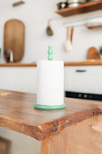 Wooden Kitchen Roll Holder in Opaline Green