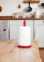 Wooden Kitchen Roll Holder in Chilli Red