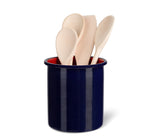 BRITISH COLOUR STANDARD - Tall Enamel Utensil Holder in Midnight Blue / Chilli Red