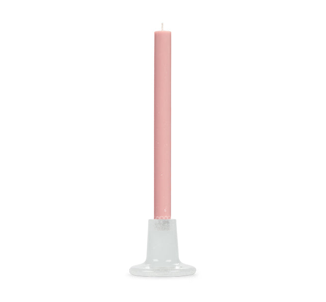 Glass Candleholder in Pearl White