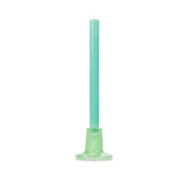 Glass Candleholder in Malachite Green