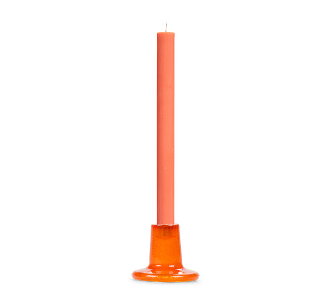 Glass Candleholder in Spanish Orange