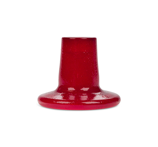 Glass Candleholder in Guardsman Red