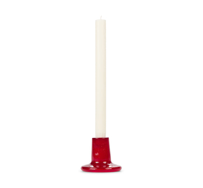 Glass Candleholder in Guardsman Red