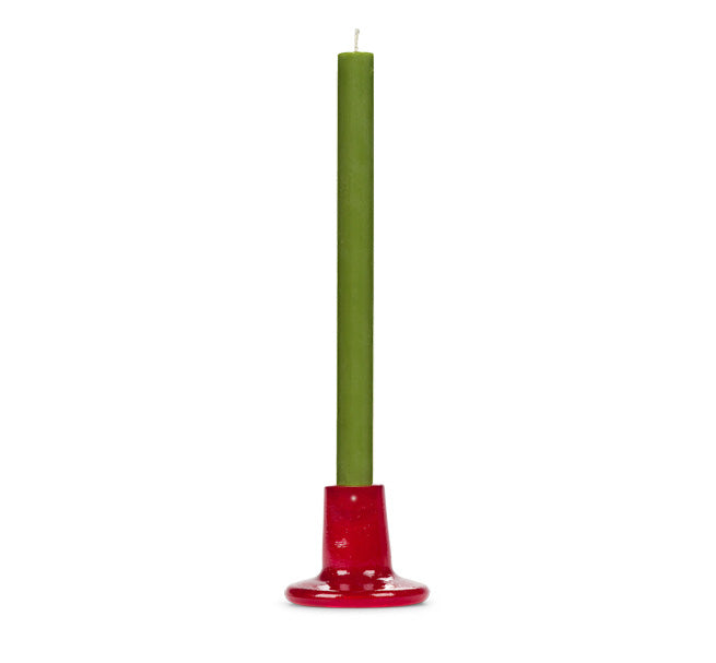 Glass Candleholder in Guardsman Red