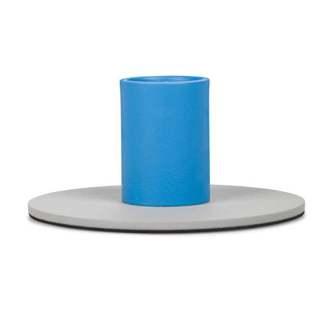 Small 4cm Two-Tone Gull Grey & Nanking Blue Metal Candleholder