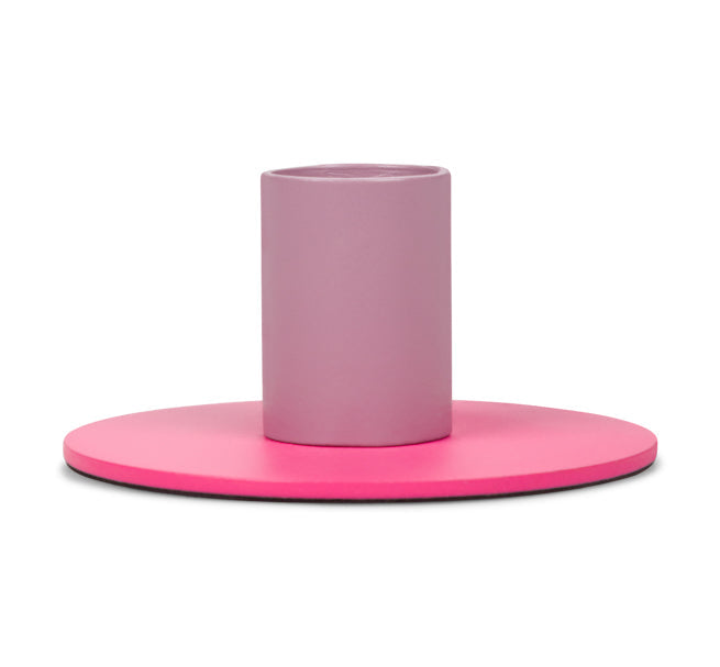 Small 4cm Two-Tone Venetian & Neyron Pink Metal Candleholder