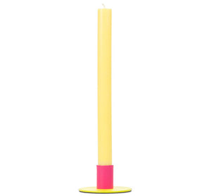 Small 4cm Two-Tone Sulphur & Neyron Pink Metal Candleholder