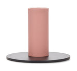 Tall 6cm Two-Tone Jet Black & Old Rose Metal Candleholder