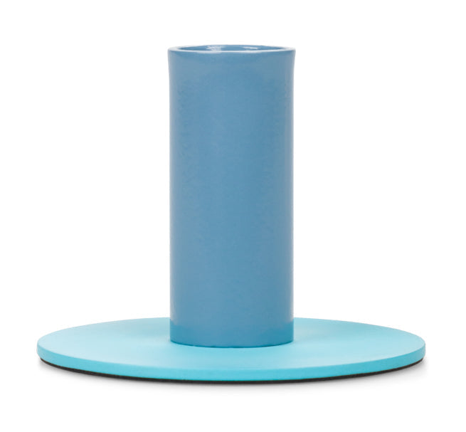 Tall 6cm Two-Tone Pompadour & Powder Blue Metal Candleholder