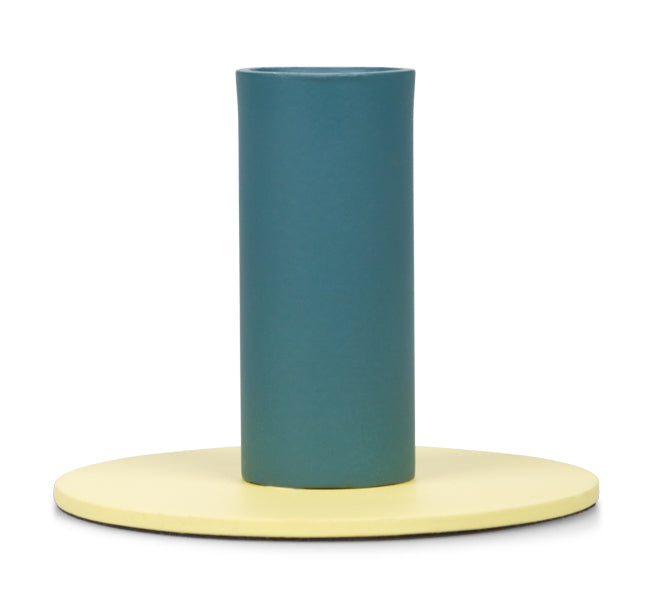 Tall 6cm Two-Tone Petrol Blue & Jasmine Metal Candleholder