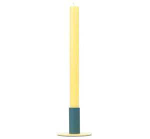 Tall 6cm Two-Tone Petrol Blue & Jasmine Metal Candleholder