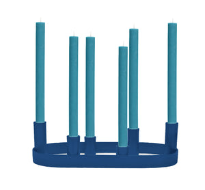 Oval Metal Candelabra in Midnight Blue