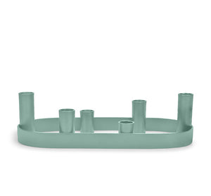 Oval Metal Candelabra in Opaline Green