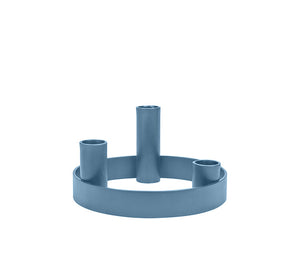 Round Metal Candelabra in Pompadour Blue