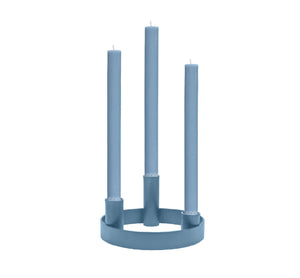Round Metal Candelabra in Pompadour Blue