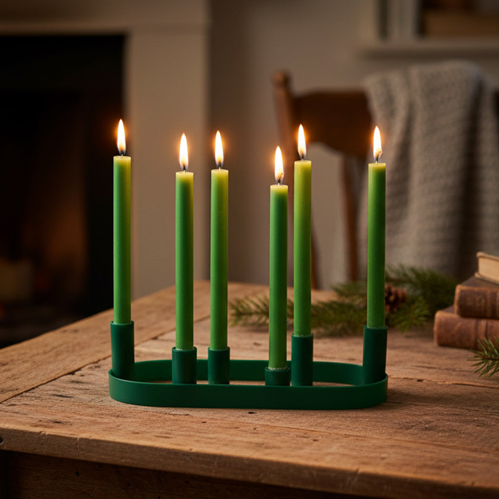 NEW! Oval Metal Candelabra in Beryl Green