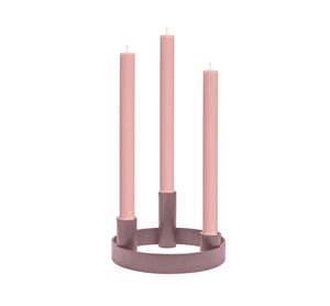 NEW! Round Metal Candelabra in Old Rose