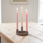 NEW! Round Metal Candelabra in Old Rose