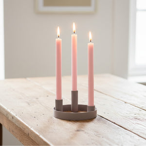 NEW! Round Metal Candelabra in Old Rose