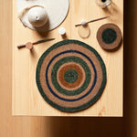 Seagrass Coaster - Olive / Old Rose
