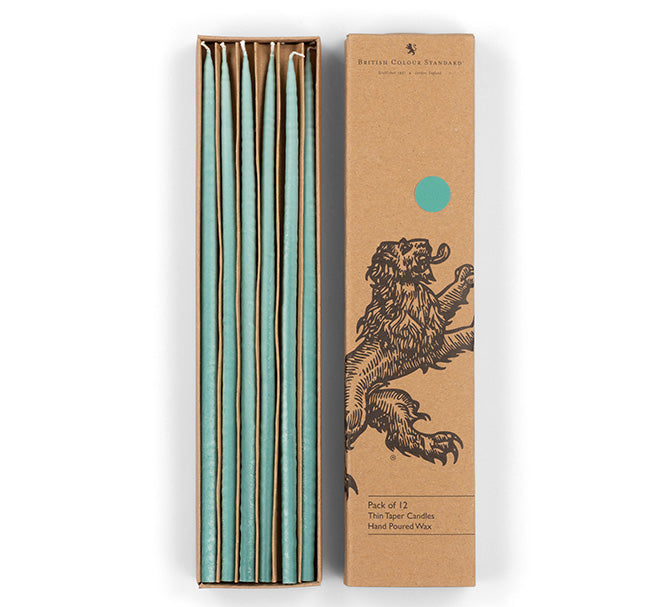 Thin Taper Candles - Beryl Green