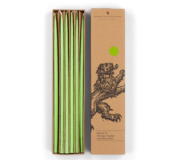 Thin Taper Candles - Grass Green