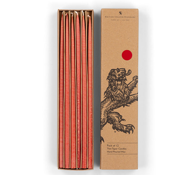 Thin Taper Candles - Guardsman Red