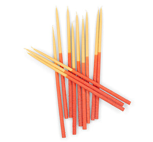 Thin Taper Candles - Two-Tone in Saffron and Rust