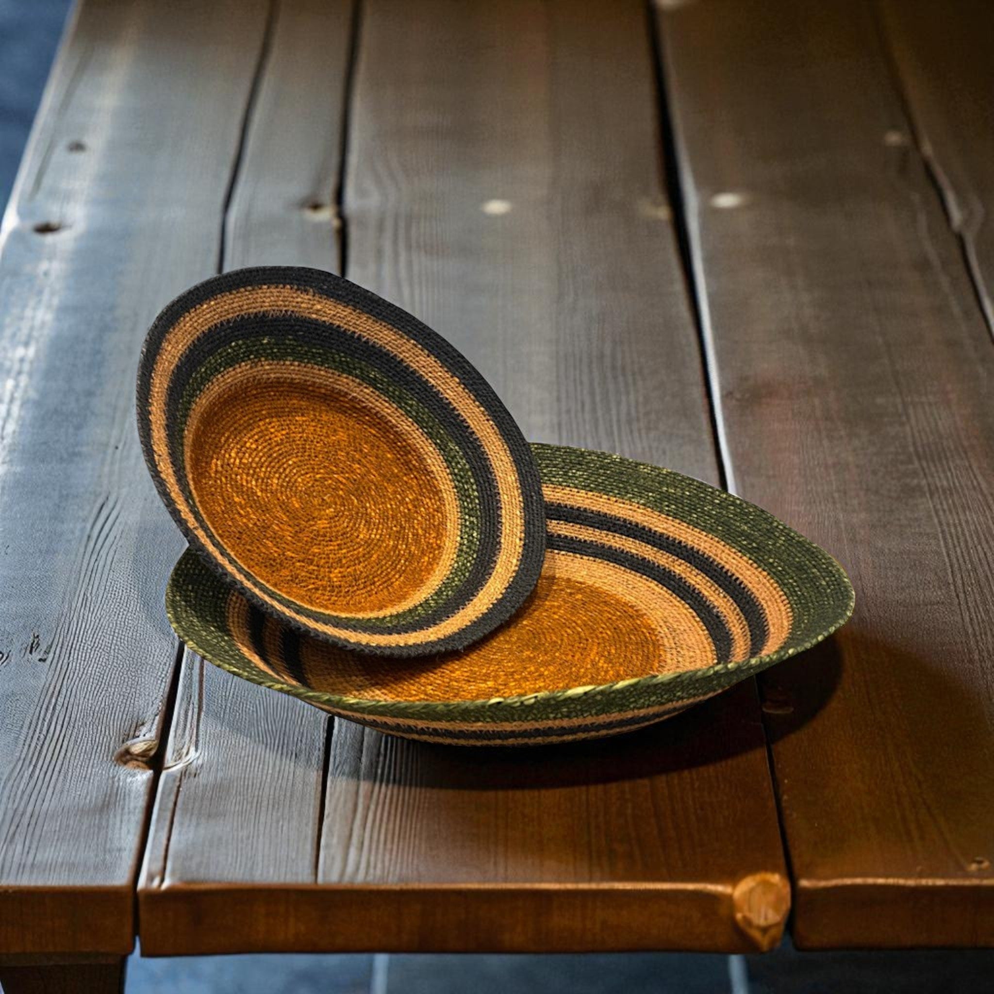 Seagrass Small Bowl - Olive Green / Old Rose