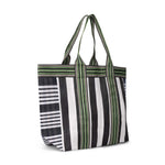 Eco Woven Shopper / Beach Bag in Jet and Grass Green