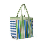 Eco Woven Shopper / Beach Bag in Medici Blue and Grass Green