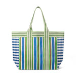 Eco Woven Shopper / Beach Bag in Medici Blue and Grass Green