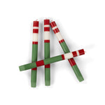 BRITISH COLOUR STANDARD - Striped Holiday Set of 4 - Emerald, Oriental Red and Pearl White Eco Dinner Candles