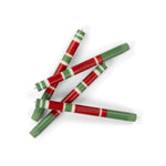 BRITISH COLOUR STANDARD - Striped Holiday Set of 4 - Oriental Red, Emerald and Pearl White Eco Dinner Candles