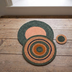 NEW! Seagrass Serving Mat - Olive Green and Old Rose