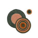 NEW! Seagrass Serving Mat - Olive Green and Old Rose