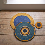 NEW! Seagrass Serving Mat - Tuscan Yellow and Midnight Blue