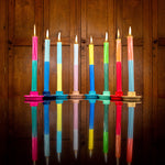 BRITISH COLOUR STANDARD Twist - Mixed Bright Colour Eco Dinner Candles, Mixed Set of 4