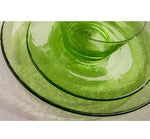 Malachite Green Glass Tableware Set Offer - 6 x Dinner Plates, 6 x Side Plates, 6 x Bowls