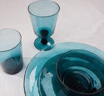 Mineral Blue Glass Tableware Set Offer - 6 x Dinner Plates, 6 x Side Plates, 6 x Bowls
