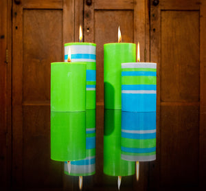 BRITISH COLOUR STANDARD - Grass Green Eco Pillar Candle, 15cm