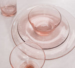 Old Rose Glass Tableware Set Offer - 6 x Dinner Plates, 6 x Side Plates, 6 x Bowls
