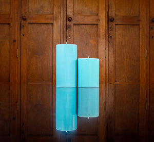 BRITISH COLOUR STANDARD - Powder Blue Eco Pillar Candle, 15cm